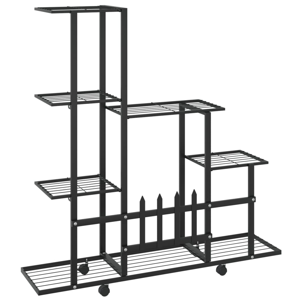 Blomsterstativ Med Hjul 94,5X25X92,5 Cm Svart Metall