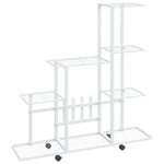 Blomsterstativ Med Hjul 94,5X25X92,5 Cm Hvit Metall