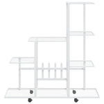 Blomsterstativ Med Hjul 94,5X25X92,5 Cm Hvit Metall