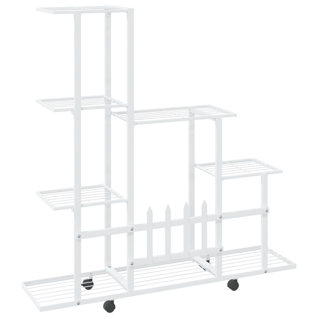 Blomsterstativ Med Hjul 94,5X25X92,5 Cm Hvit Metall