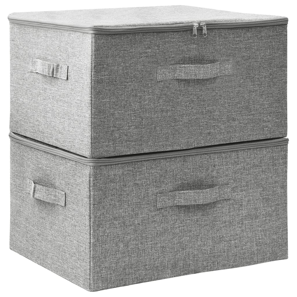 Oppbevaringsbokser 2 Stk Stoff 43X34X23 Cm Grå