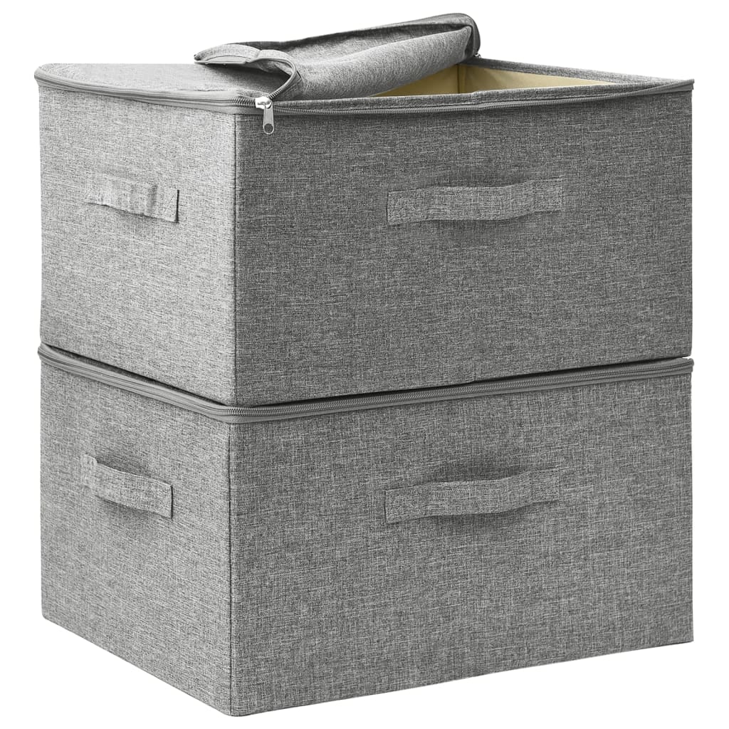 Oppbevaringsbokser 2 Stk Stoff 43X34X23 Cm Grå