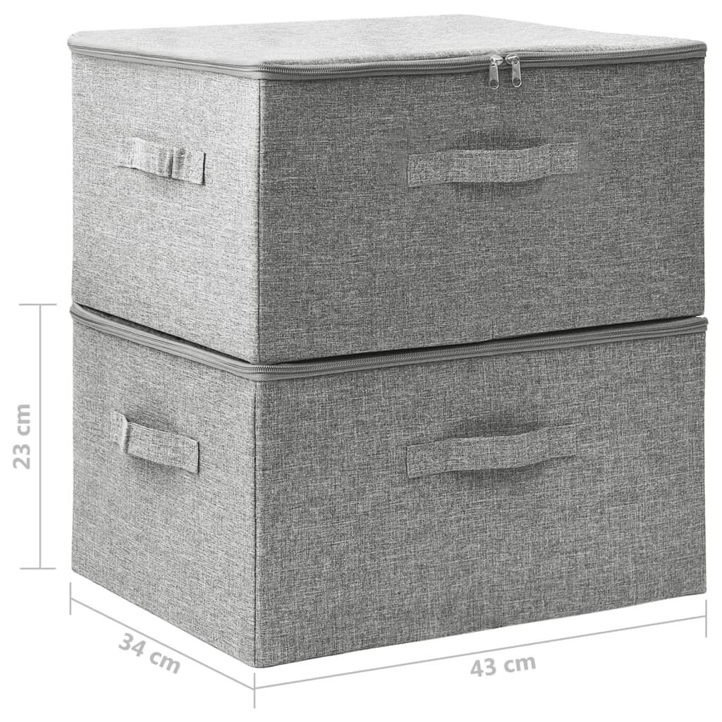 Oppbevaringsbokser 2 Stk Stoff 43X34X23 Cm Grå