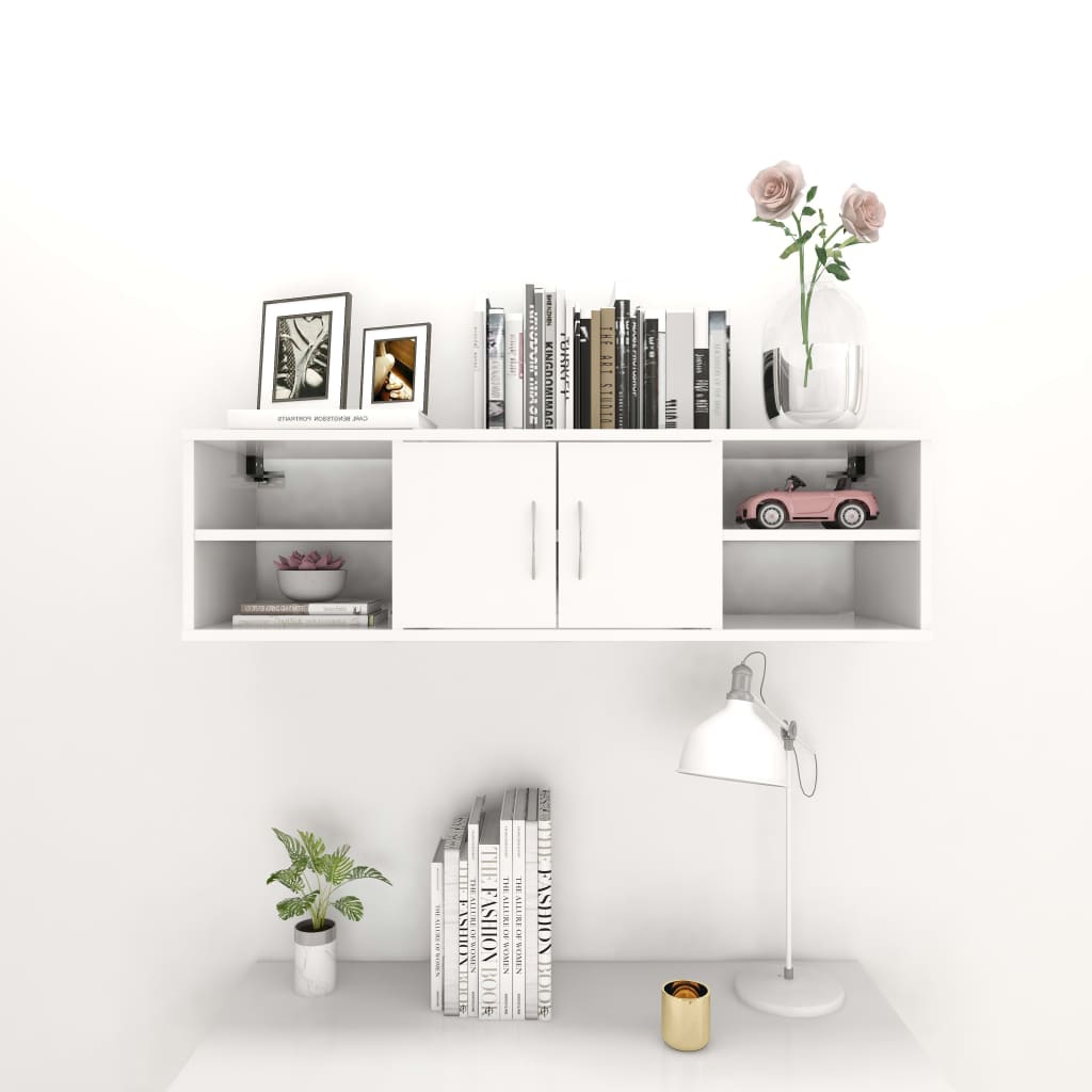 Vegghylle Hvit 102X30X29 Cm Konstruert Tre
