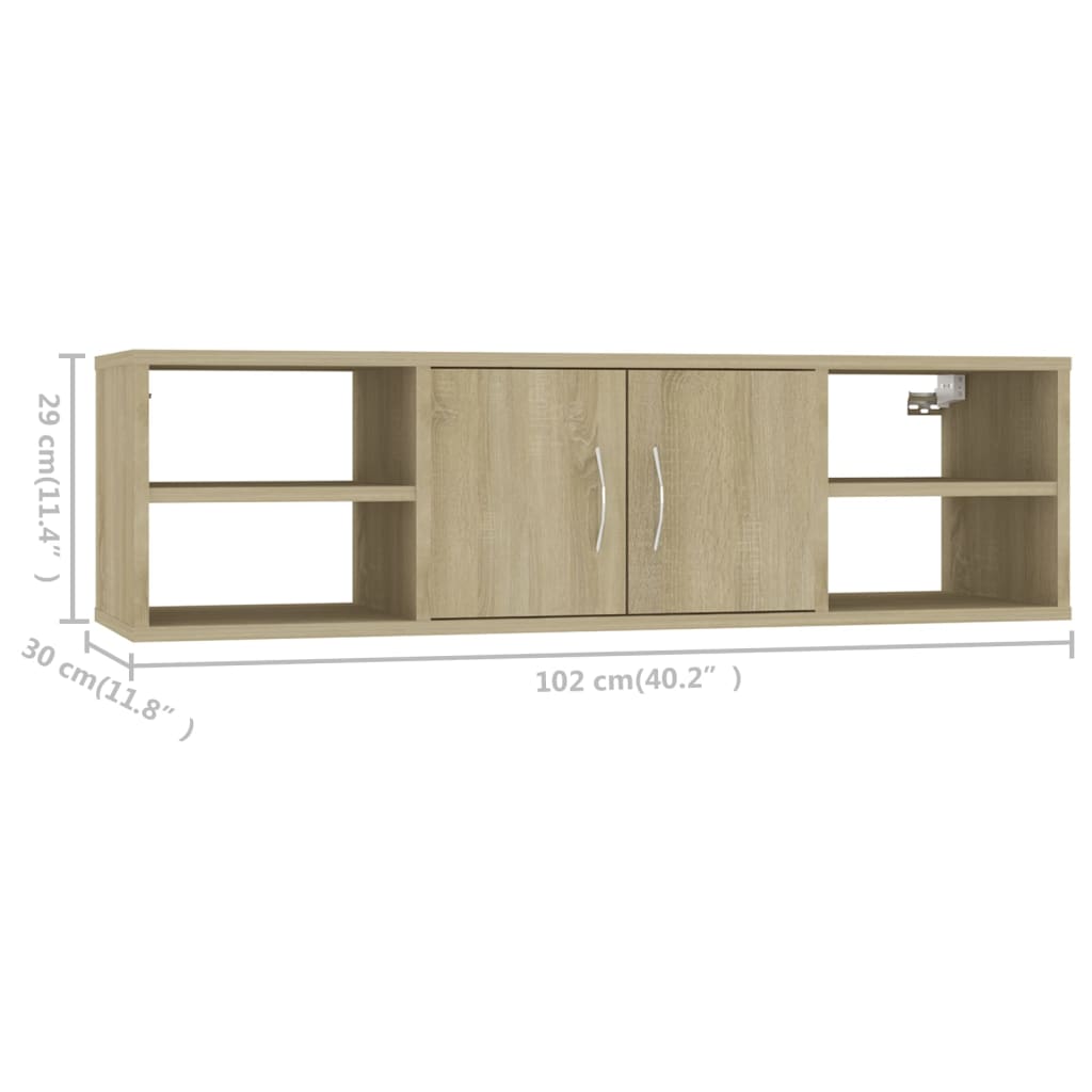 Vegghylle Sonoma Eik 102X30X29 Cm Konstruert Tre