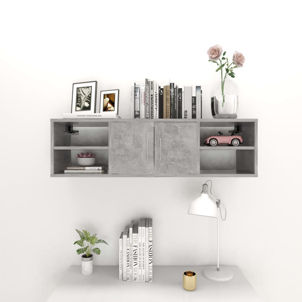Vegghylle Betonggrå 102X30X29 Cm Konstruert Tre