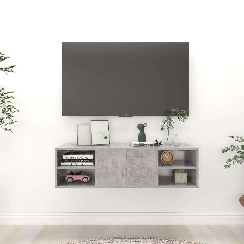 Vegghylle Betonggrå 102X30X29 Cm Konstruert Tre