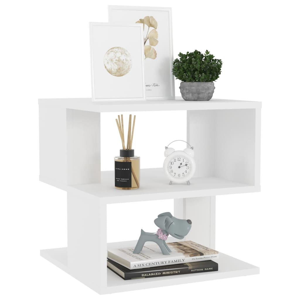 Sidebord Hvit 40X40X40 Cm Konstruert Tre
