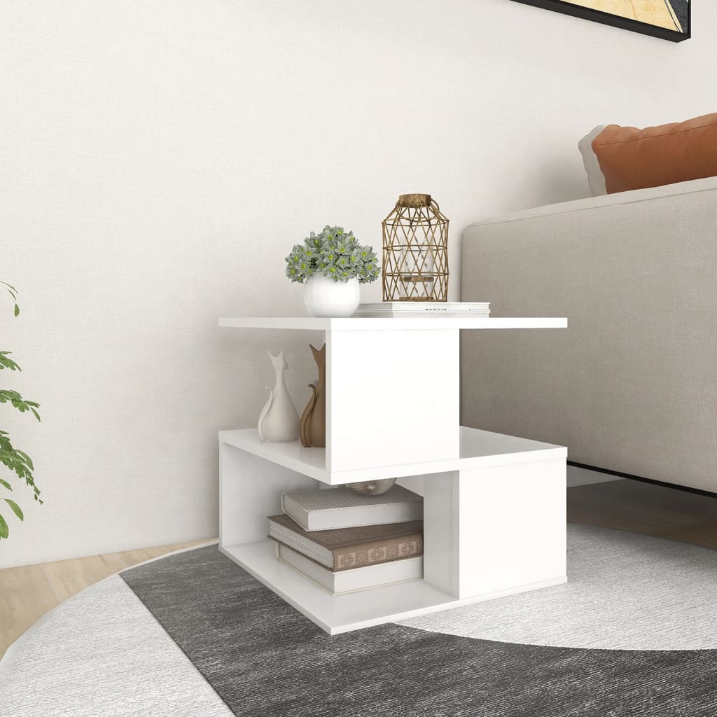 Sidebord Hvit 40X40X40 Cm Konstruert Tre