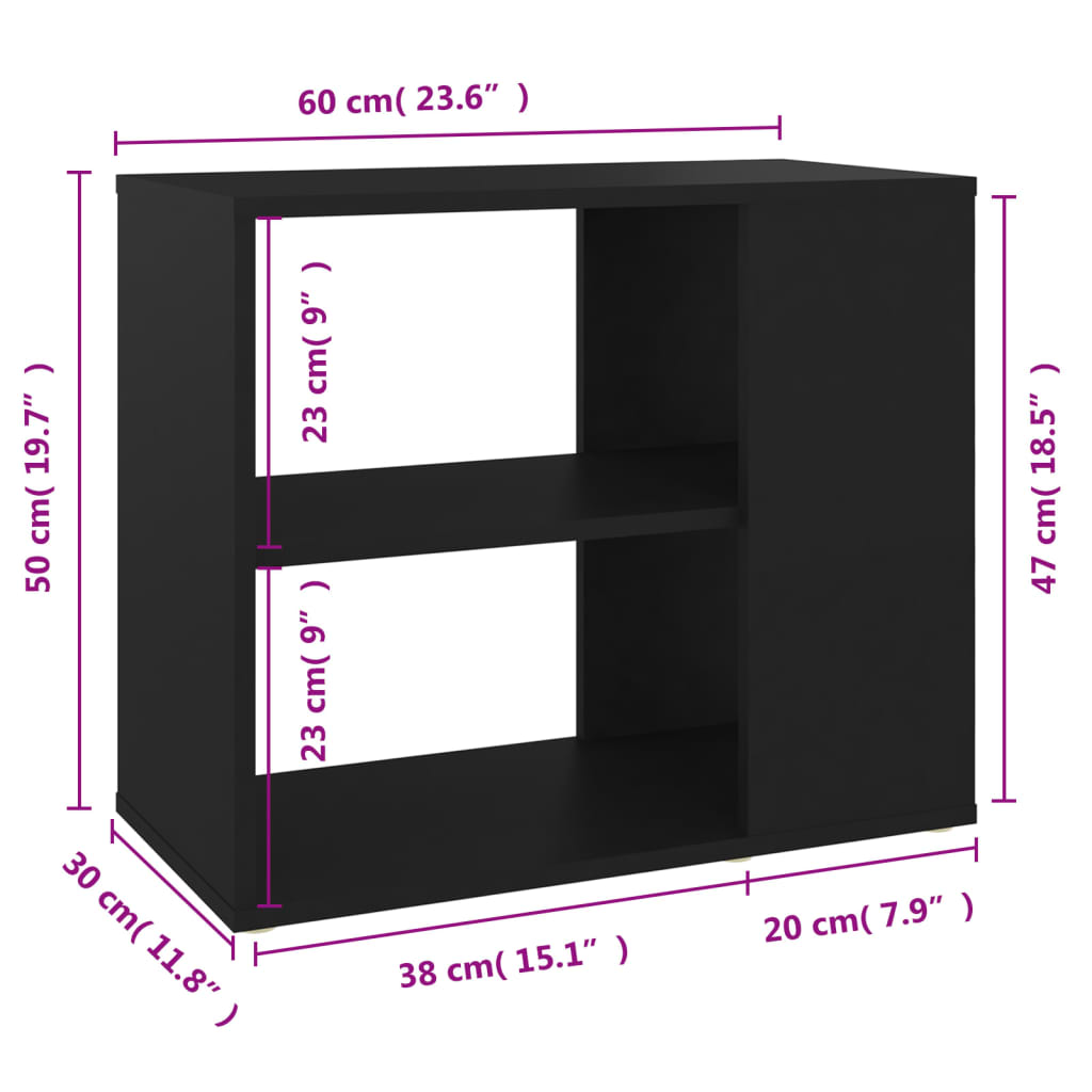 Sideskap Svart 60X30X50 Cm Konstruert Tre