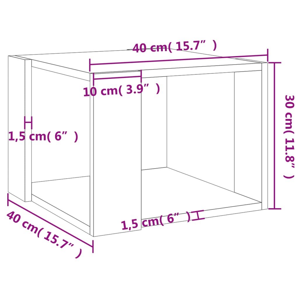 Salongbord Betonggrå 40X40X30 Cm Konstruert Tre