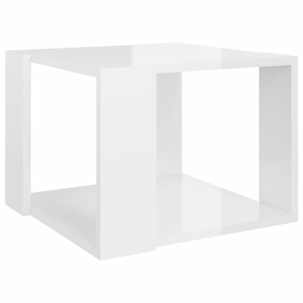 Salongbord Høyglans Hvit 40X40X30 Cm Konstruert Tre