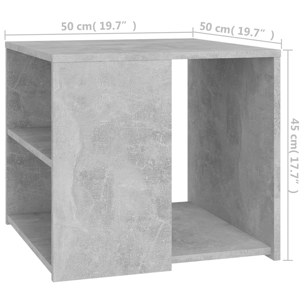 Sidebord Betonggrå 50X50X45 Cm Konstruert Tre
