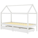 Ramme For Barneseng Med Skuffer Hvit Heltre Furu 90X200 Cm