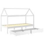 Ramme For Barneseng Med Skuffer Hvit Heltre Furu 90X200 Cm