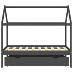 Sengeramme For Barn Med Skuff Heltre Furu 80X160 Cm Mørkegrå