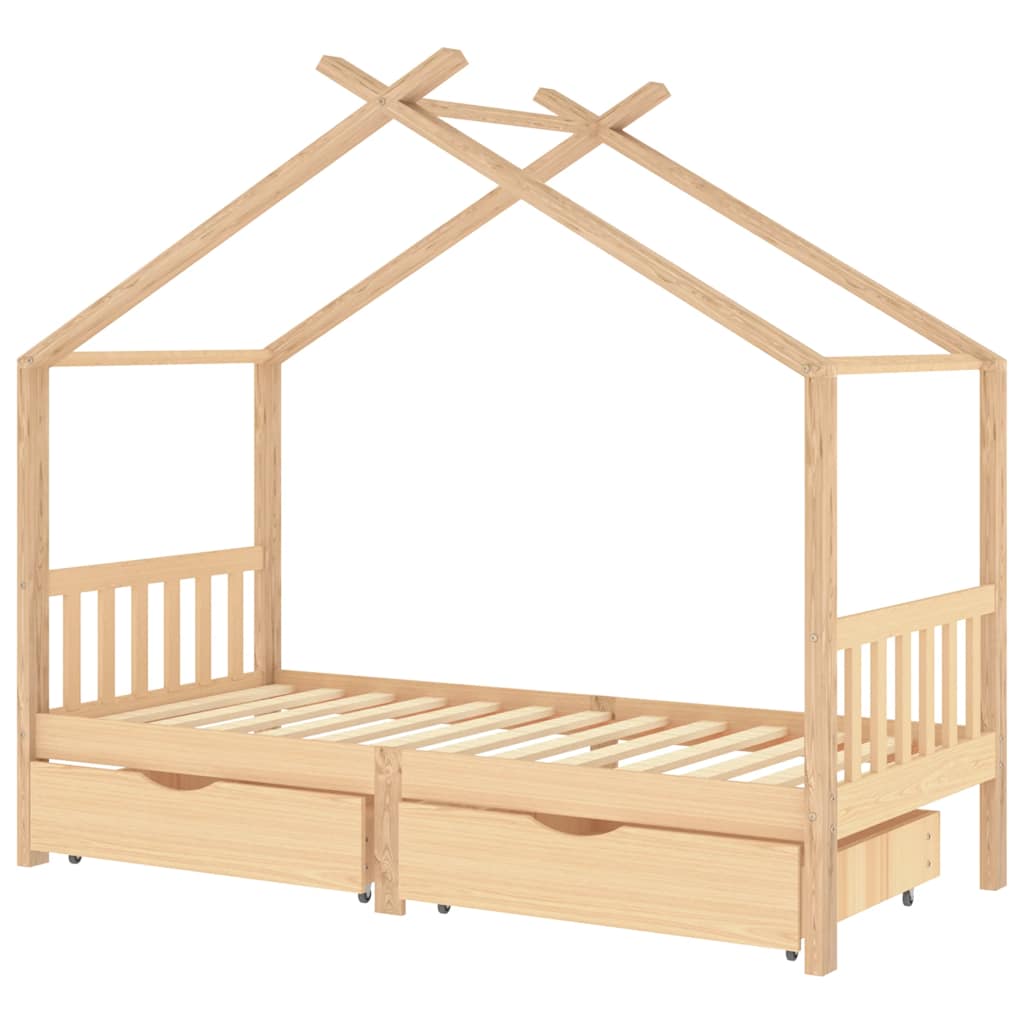 Sengeramme For Barn Med Skuffer Heltre Furu 90X200 Cm