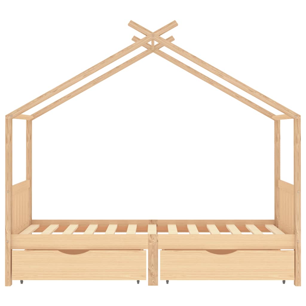 Sengeramme For Barn Med Skuffer Heltre Furu 90X200 Cm