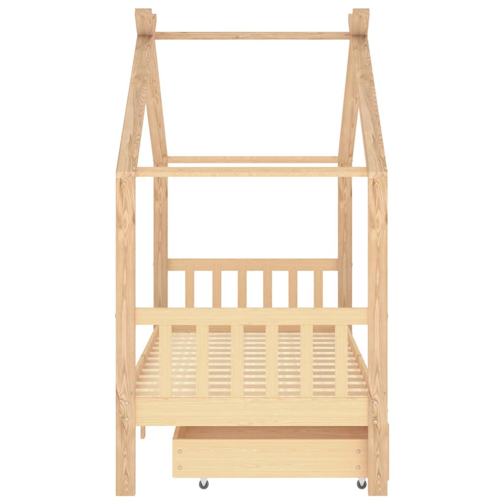 Sengeramme For Barn Med Skuffer Heltre Furu 90X200 Cm
