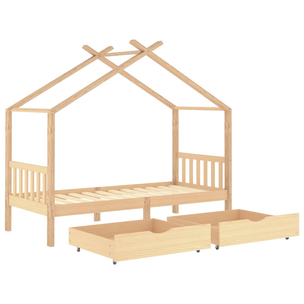 Sengeramme For Barn Med Skuffer Heltre Furu 90X200 Cm