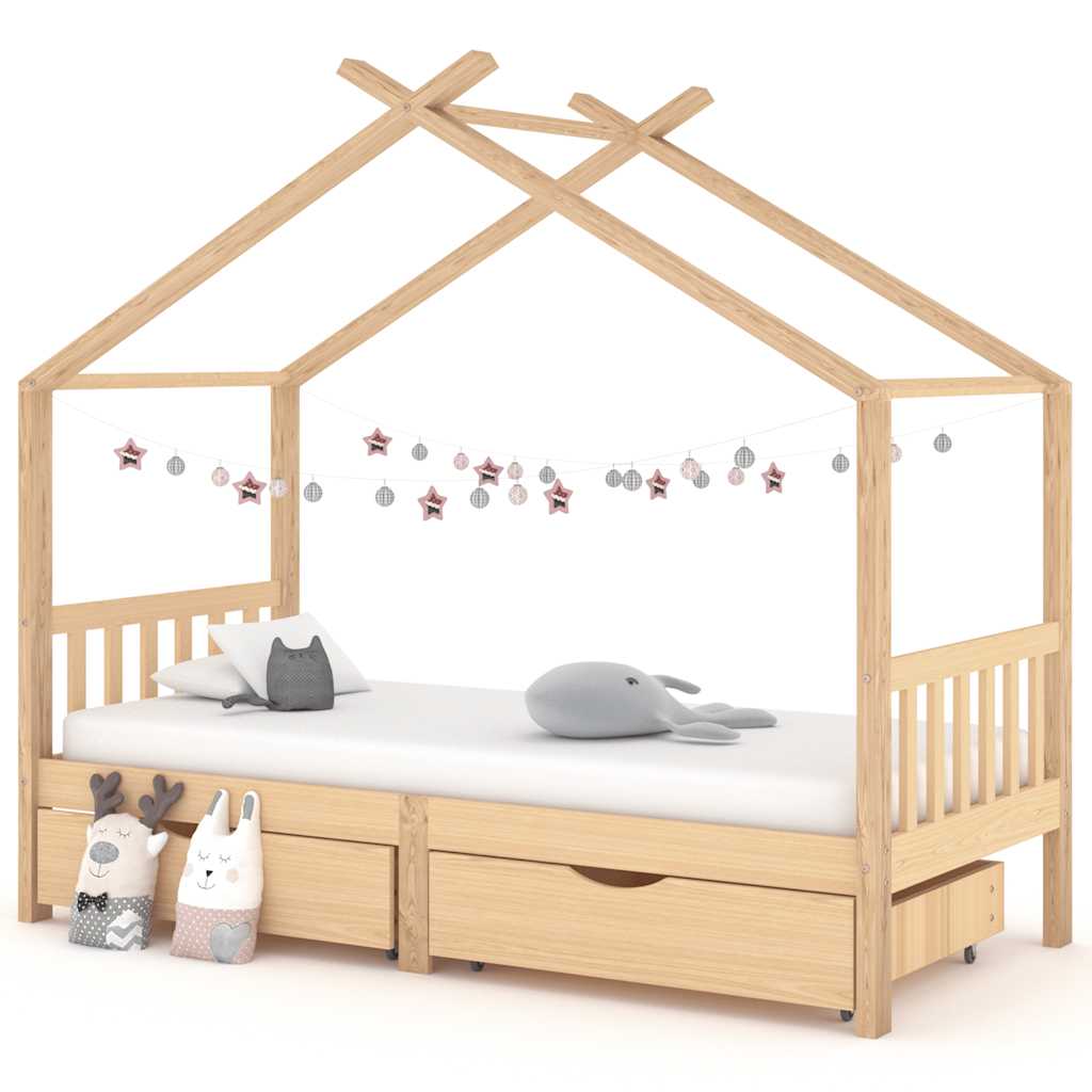 Sengeramme For Barn Med Skuffer Heltre Furu 90X200 Cm