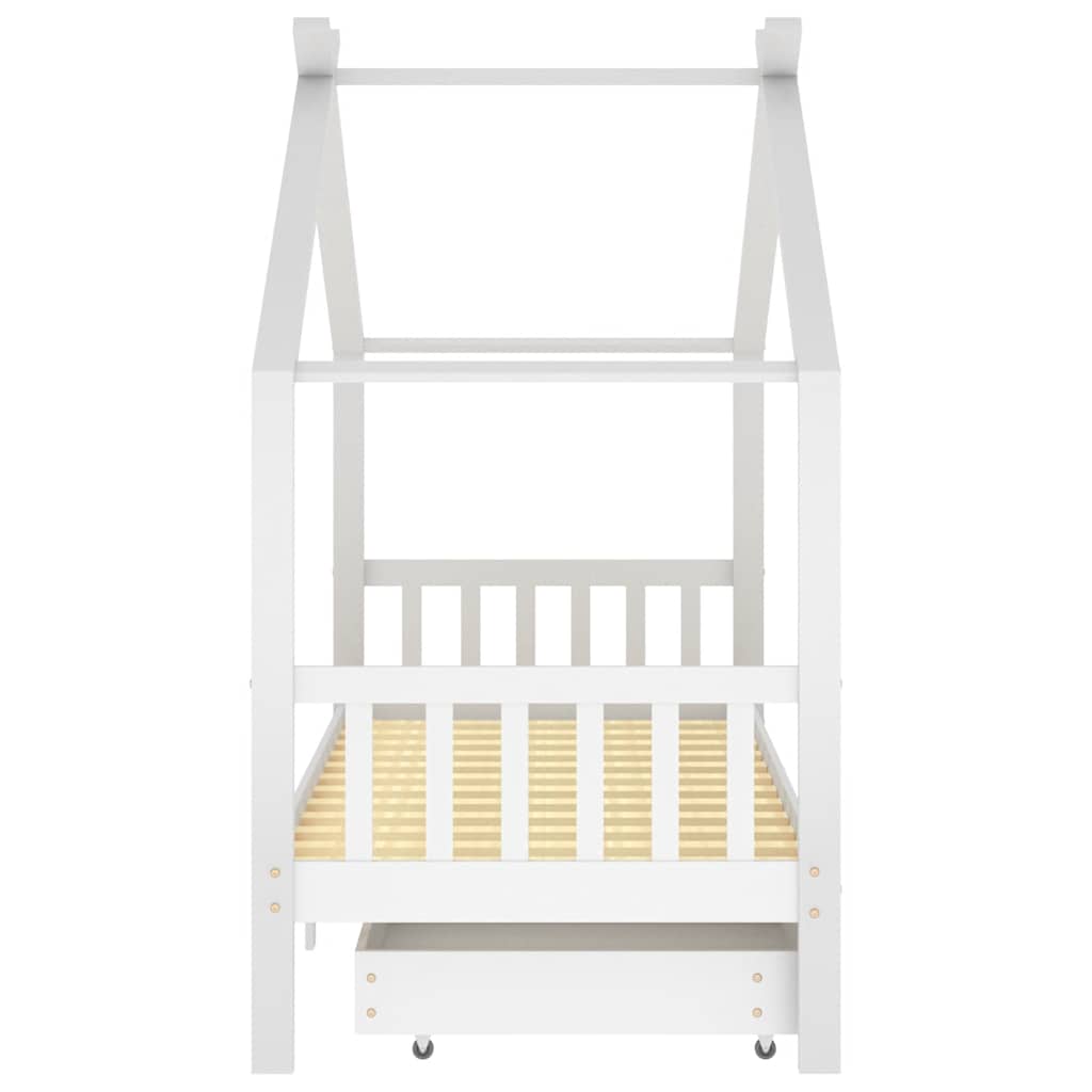 Ramme For Barneseng Med Skuffer Hvit Heltre Furu 90X200 Cm