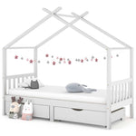 Ramme For Barneseng Med Skuffer Hvit Heltre Furu 90X200 Cm