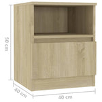 Nattbord Sonoma Eik 40X40X50 Cm Konstruert Tre