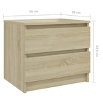 Nattbord Sonoma Eik 50X39X43,5 Cm Konstruert Tre