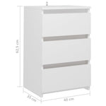 Nattbord Hvit 40X35X62,5 Cm Konstruert Tre