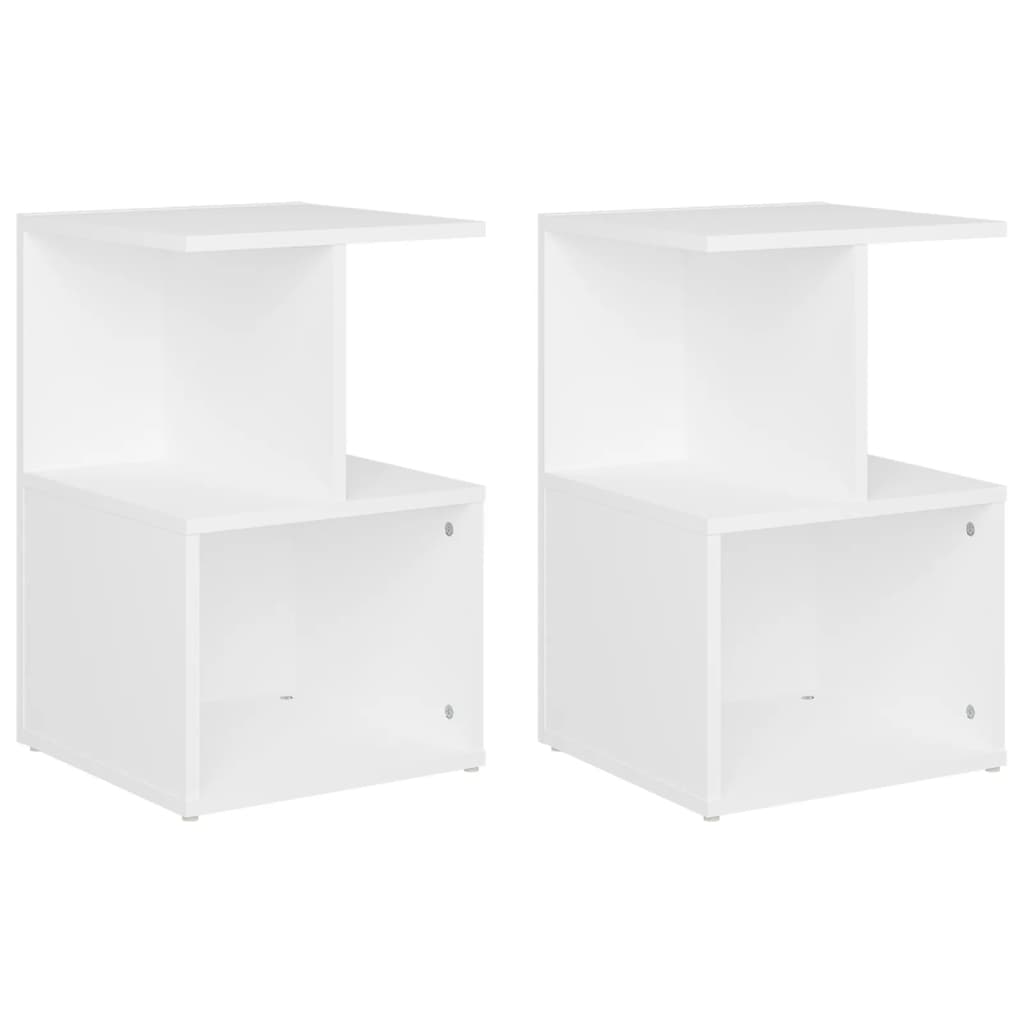 Nattbord 2 Stk Hvit 35X35X55 Cm Konstruert Tre