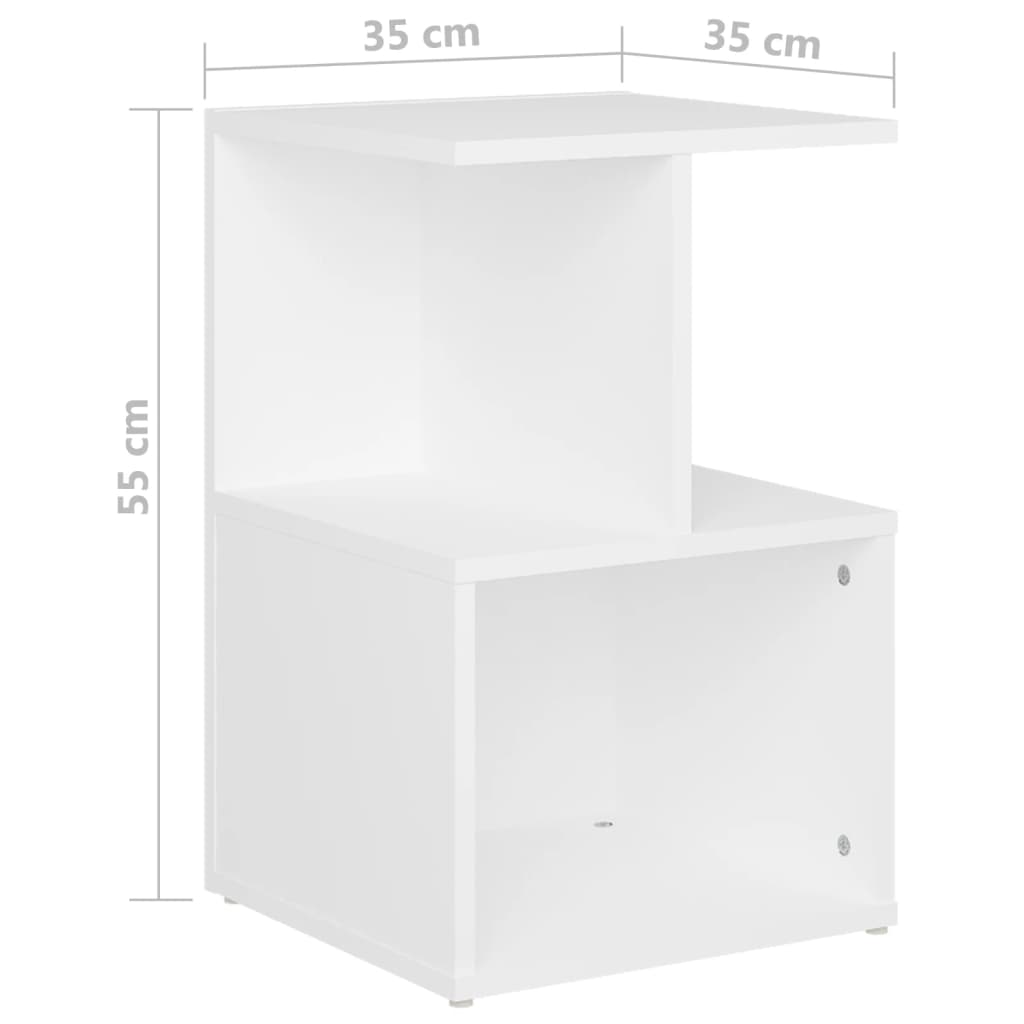 Nattbord 2 Stk Hvit 35X35X55 Cm Konstruert Tre