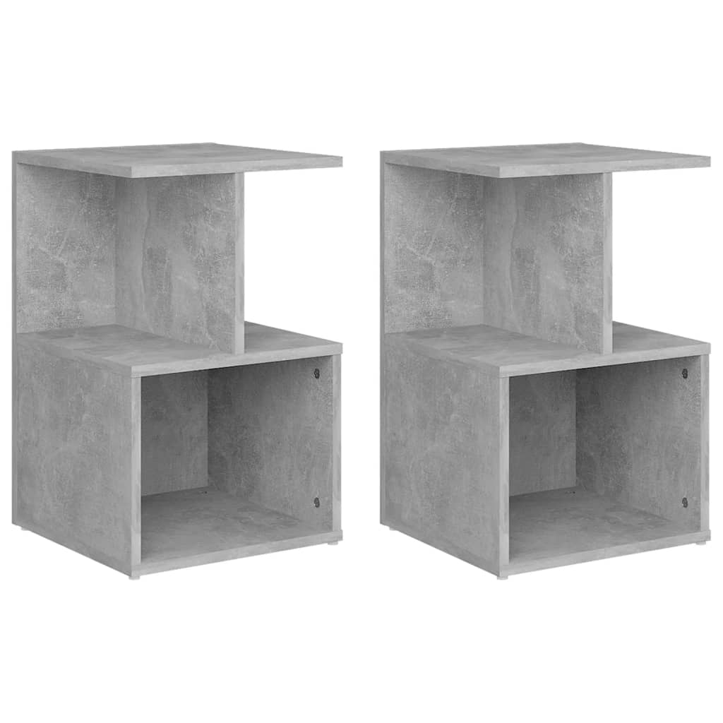 Nattbord 2 Stk Betonggrå 35X35X55 Cm Konstruert Tre