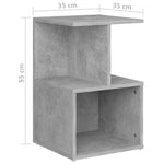 Nattbord 2 Stk Betonggrå 35X35X55 Cm Konstruert Tre