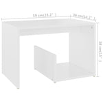 Sidebord Hvit 59X36X38 Cm Konstruert Tre