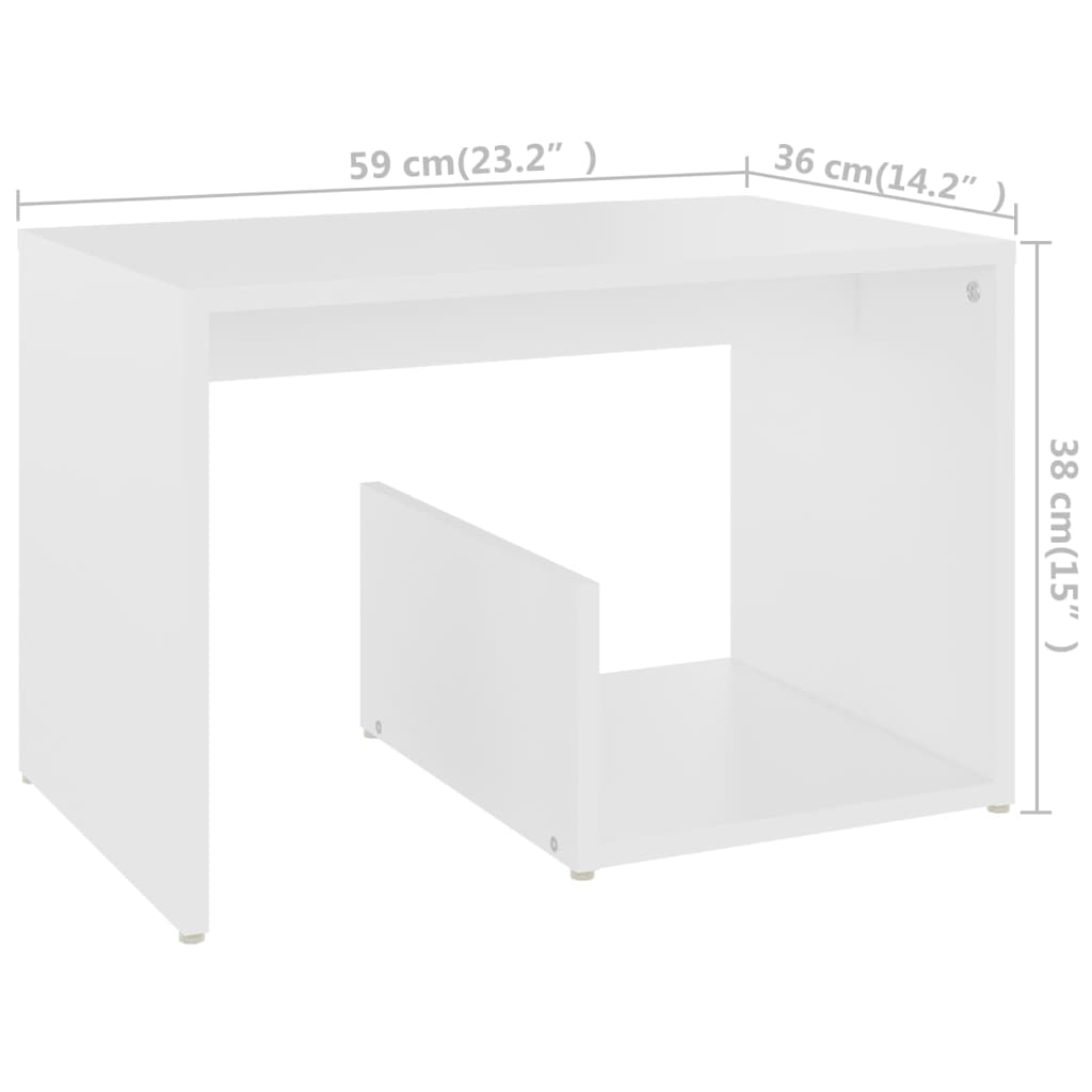 Sidebord Hvit 59X36X38 Cm Konstruert Tre
