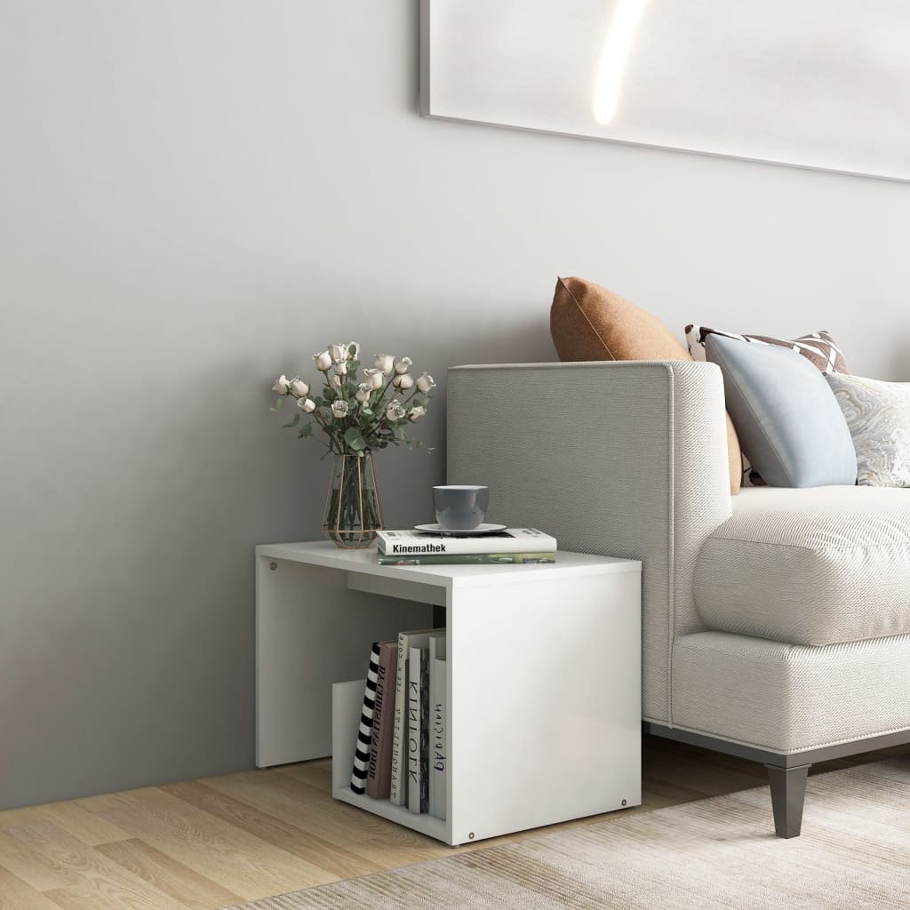 Sidebord Hvit 59X36X38 Cm Konstruert Tre