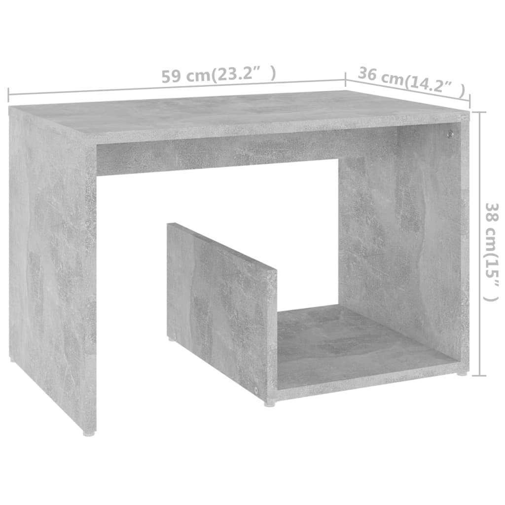 Sidebord Betonggrå 59X36X38 Cm Konstruert Tre