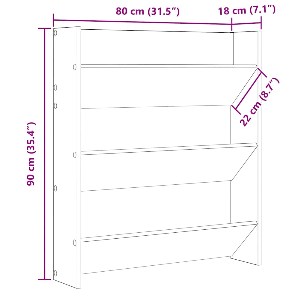 Veggskoskap Svart 80X18X90 Cm Konstruert Tre