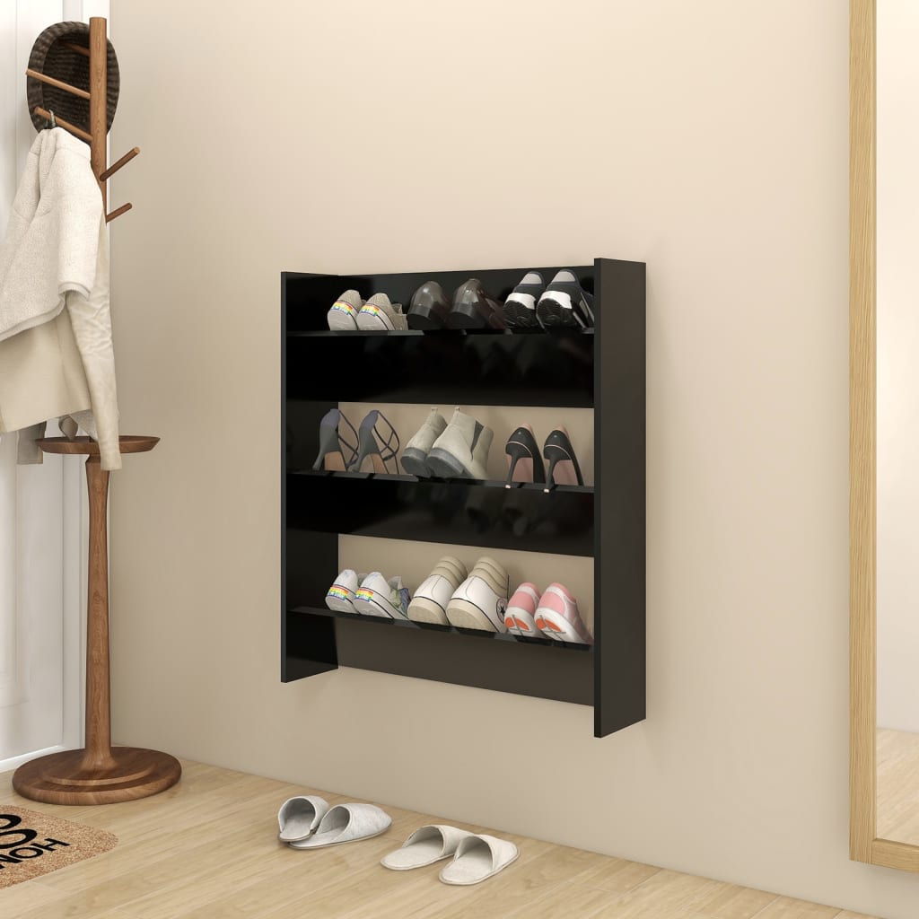 Veggskoskap Svart 80X18X90 Cm Konstruert Tre