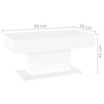 Salongbord Hvit 96X50X45 Cm Konstruert Tre