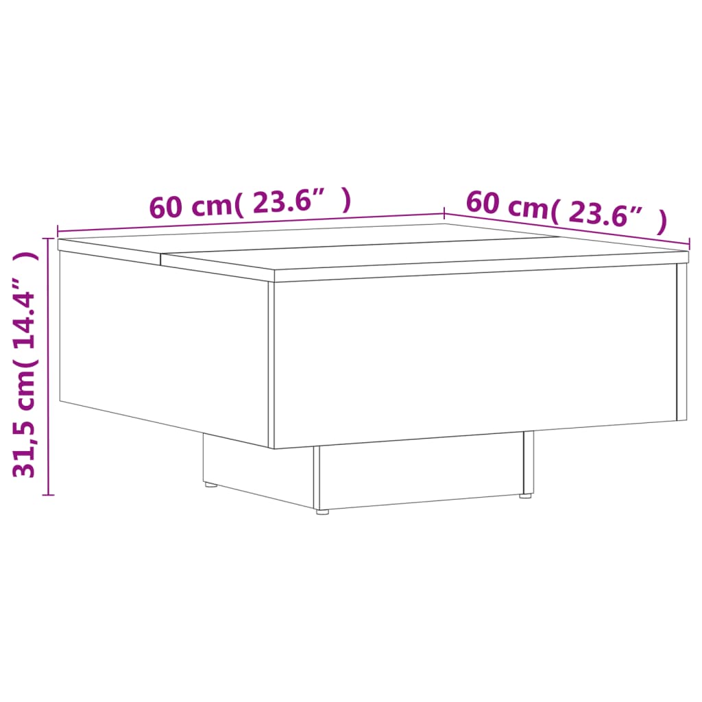 Salongbord Betonggrå 60X60X31,5 Cm Konstruert Tre