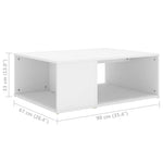 Salongbord Hvit 90X67X33 Cm Konstruert Tre