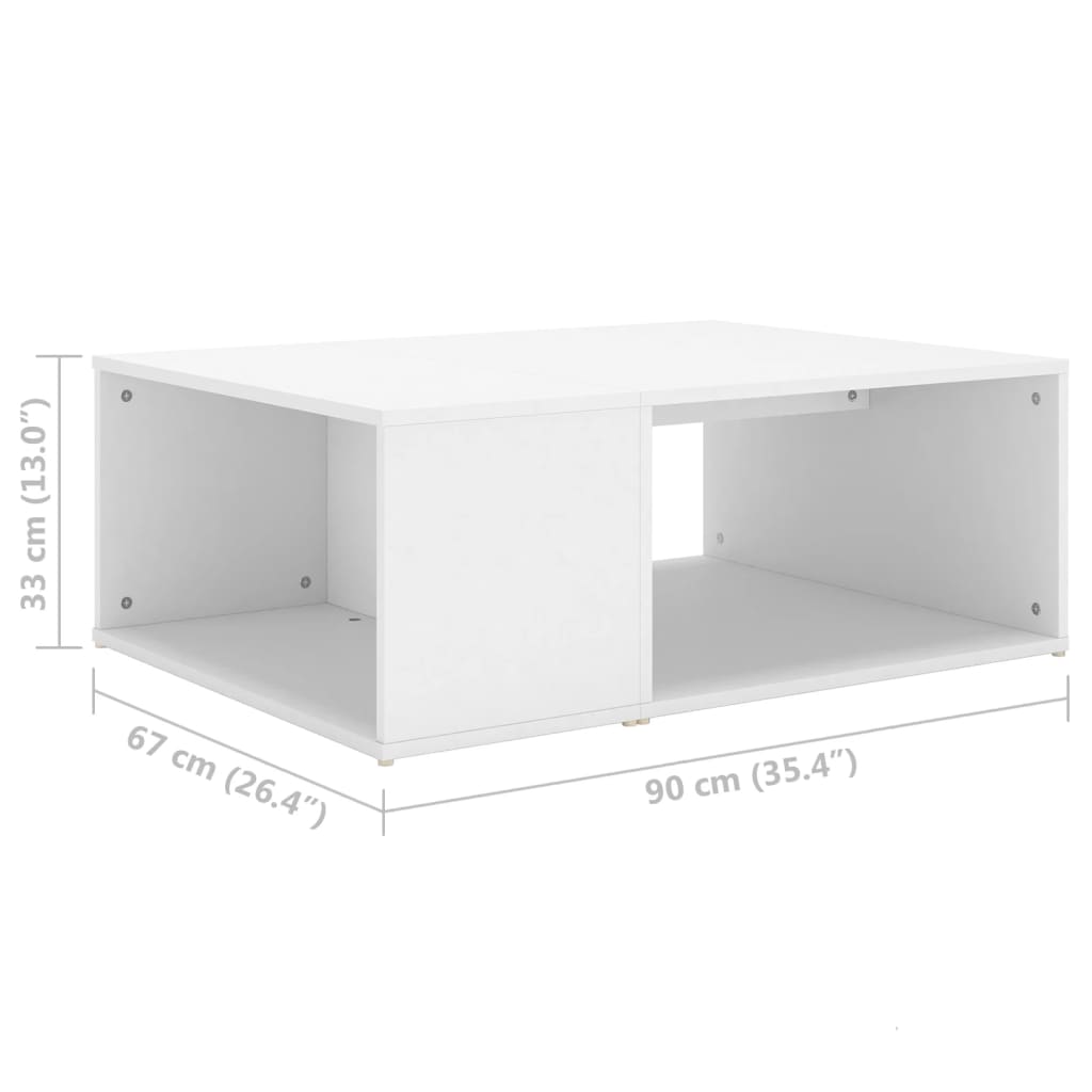 Salongbord Hvit 90X67X33 Cm Konstruert Tre
