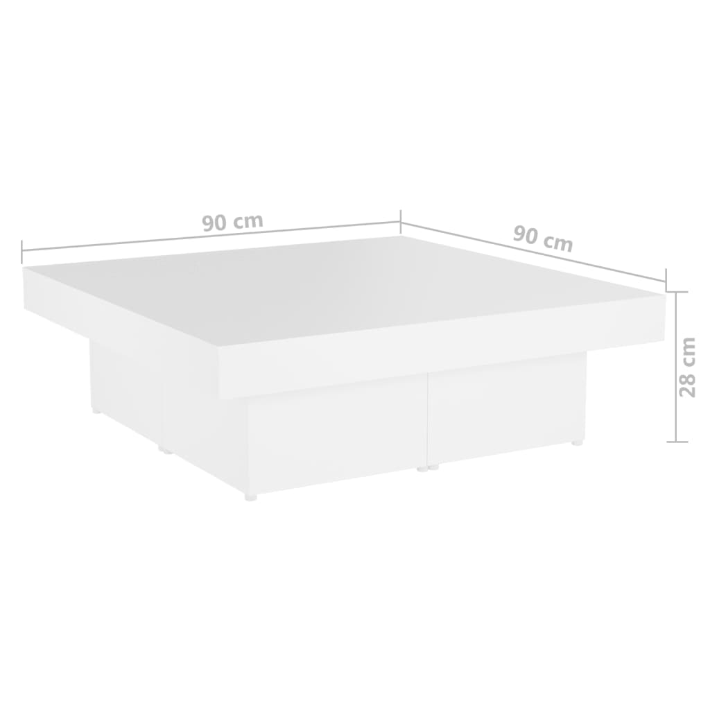 Salongbord Hvit 90X90X28 Cm Konstruert Tre
