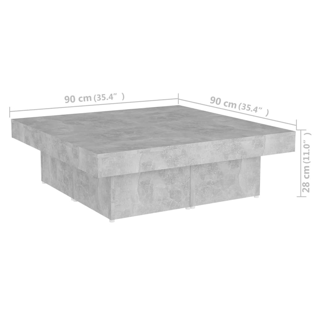Salongbord Betonggrå 90X90X28 Cm Konstruert Tre