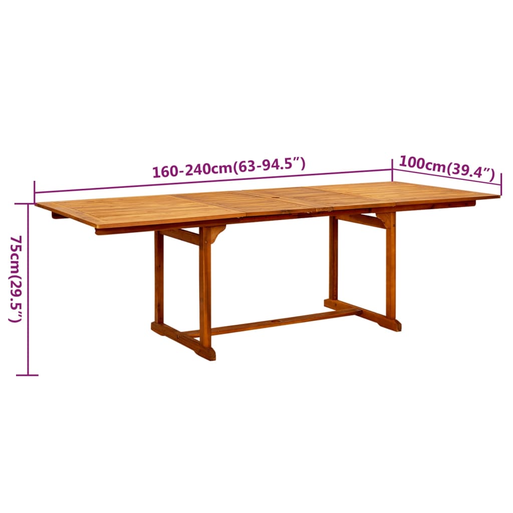 Utendørs Spisestue 9 Deler Heltre Akasie 160-240 Cm