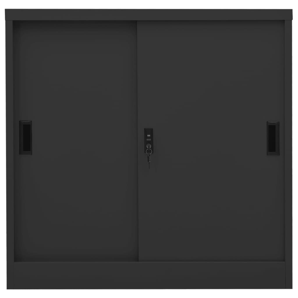 Kontorskap Med Skyvedør 90X40X90 Cm Stål Antrasitt