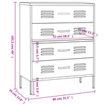 Kommode Olivengrønn 80X35X101,5 Cm Stål