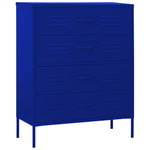 Kommode Marineblå 80X35X101,5 Cm Stål